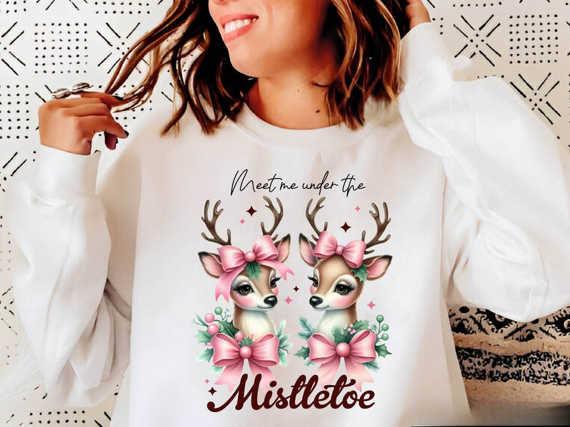 Vintage Christmas Reindeer Mistletoe Clipart Bundle - CraftNest - Digital Crafting and Art