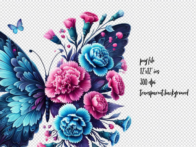 Butterfly Flowers Clipart Bundle 21 - CraftNest - Digital Crafting and Art