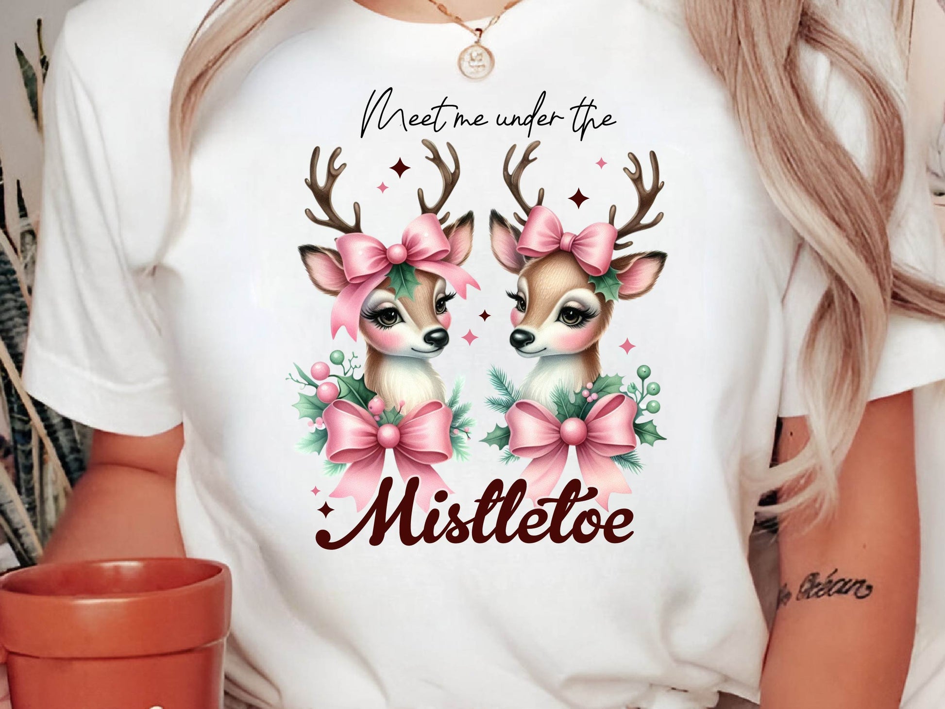 Vintage Christmas Reindeer Mistletoe Clipart Bundle - CraftNest - Digital Crafting and Art