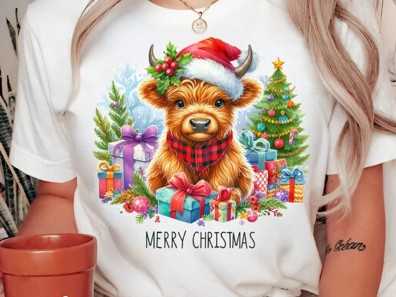 Christmas Highland Cow Merry Clipart Bundle - CraftNest - Digital Crafting and Art