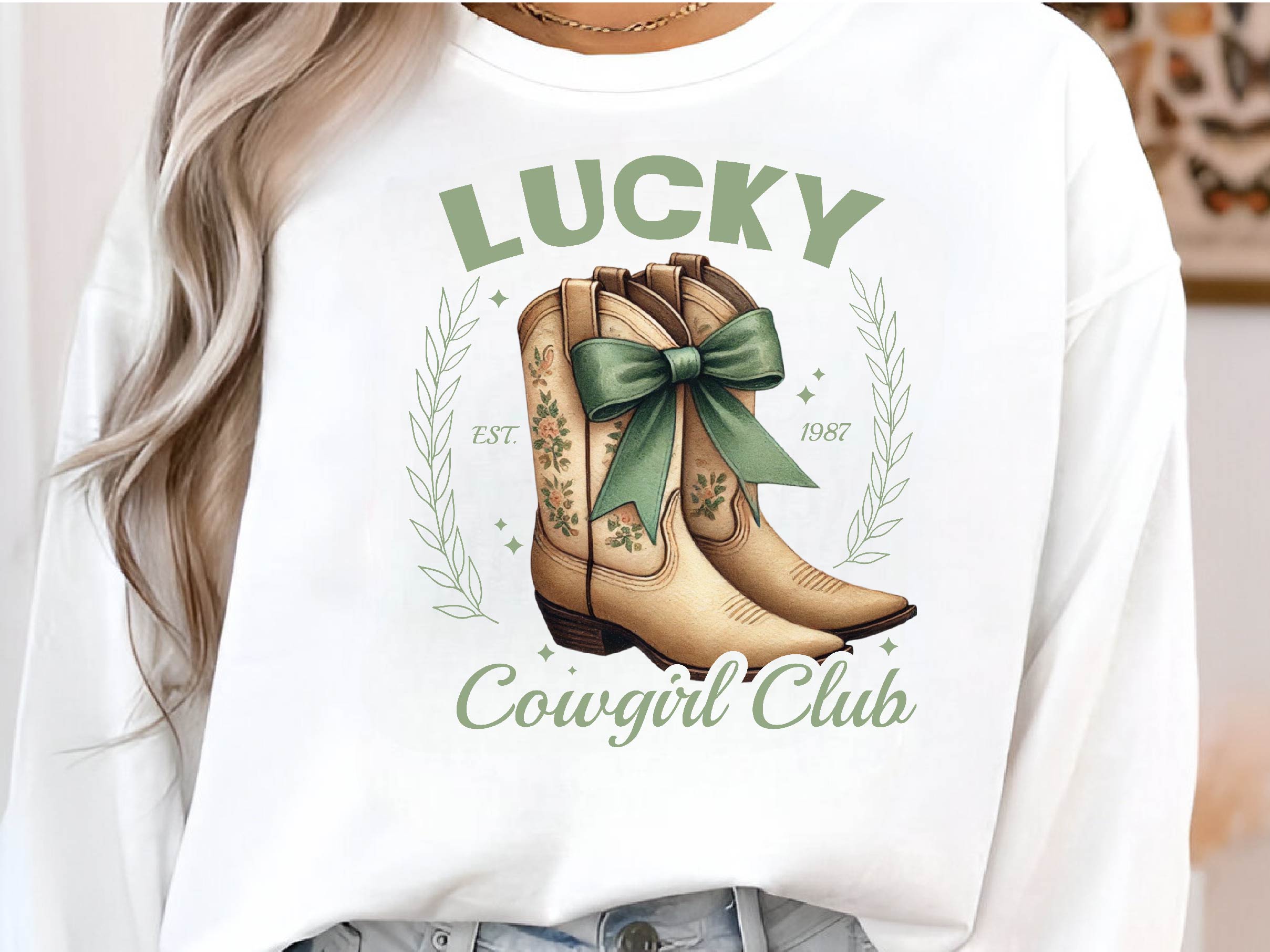 St Patricks Day Lucky Cowgirl Coquette Clipart Bundle - CraftNest - Digital Crafting and Art