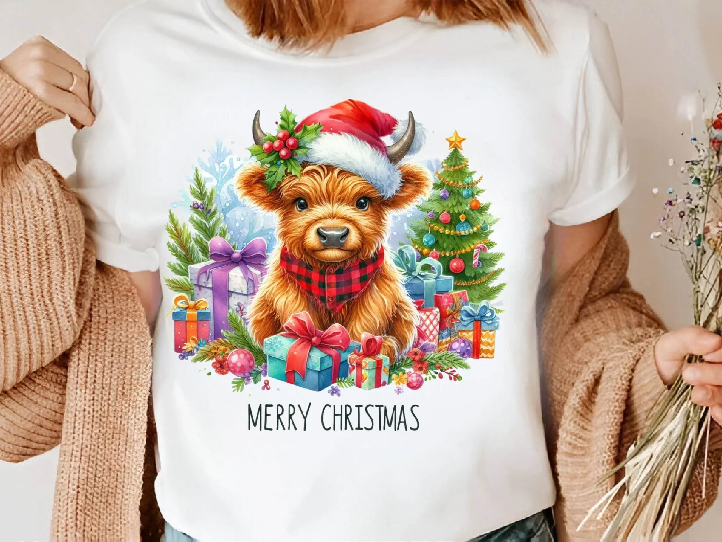 Christmas Highland Cow Merry Clipart Bundle - CraftNest - Digital Crafting and Art