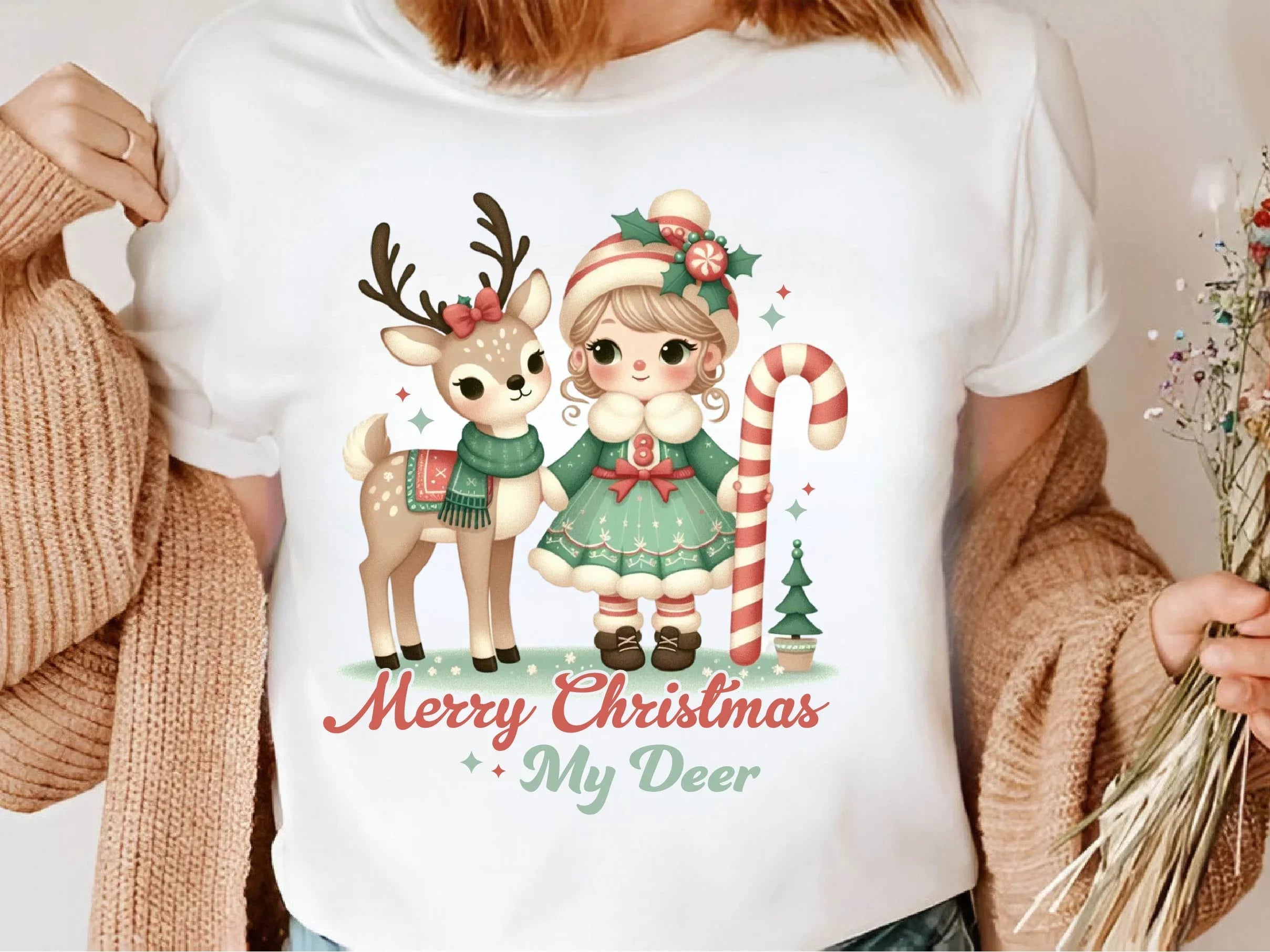 Vintage Christmas Reindeer Cute Girl Clipart Bundle - CraftNest - Digital Crafting and Art