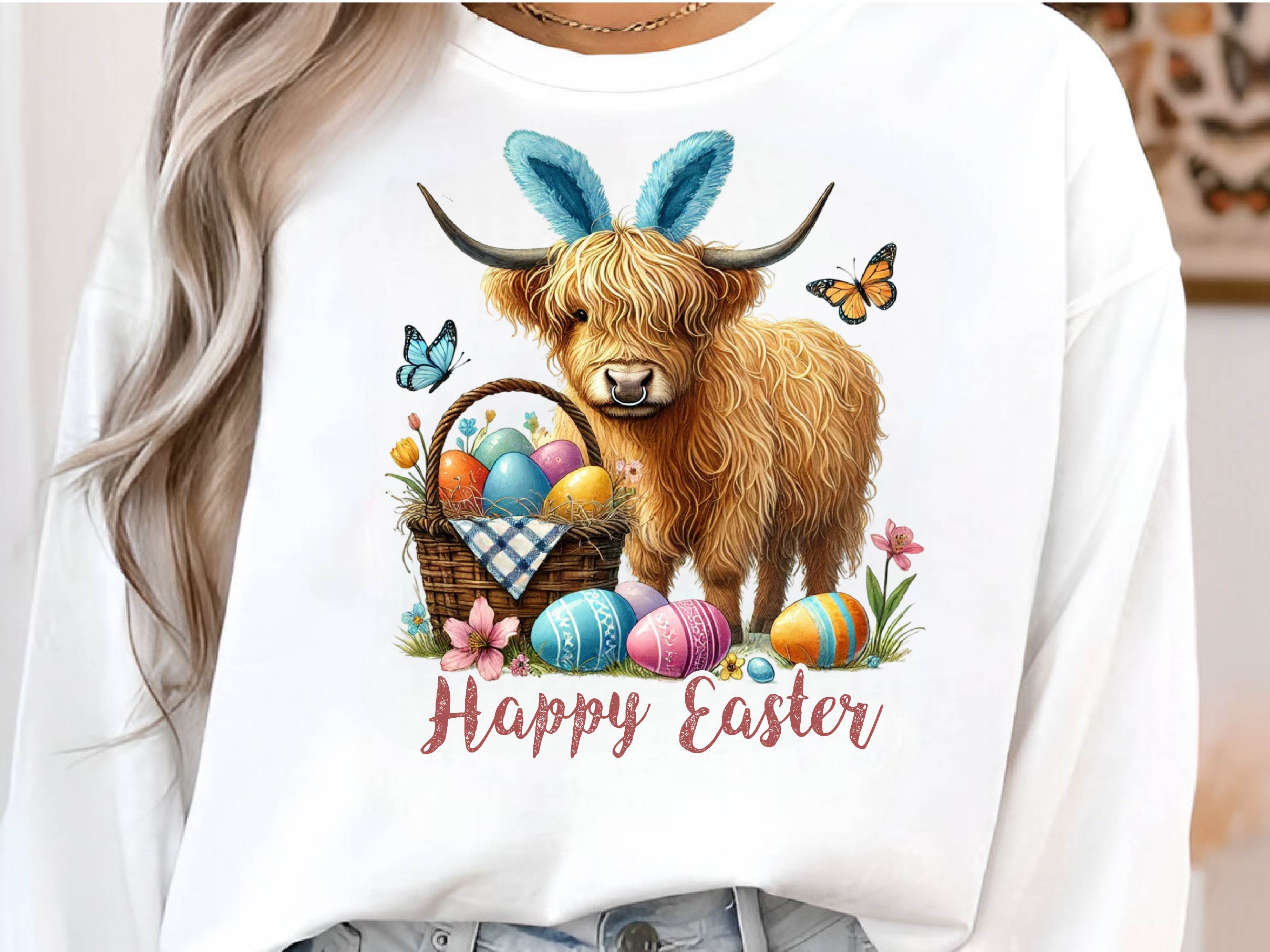 Cute Easter Highland Cow Clipart Bundle - CraftNest - Digital Crafting and Art
