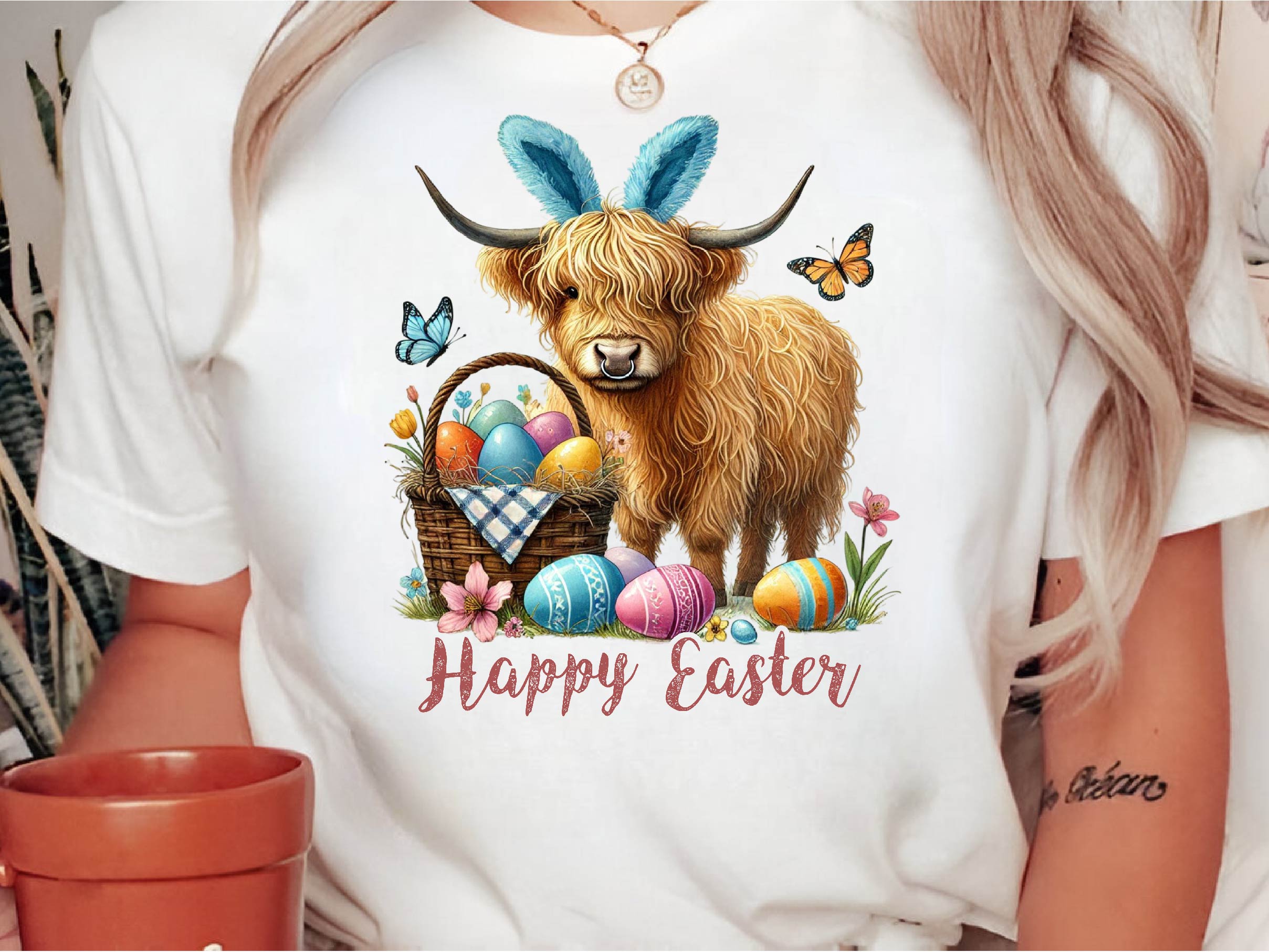 Cute Easter Highland Cow Clipart Bundle - CraftNest - Digital Crafting and Art
