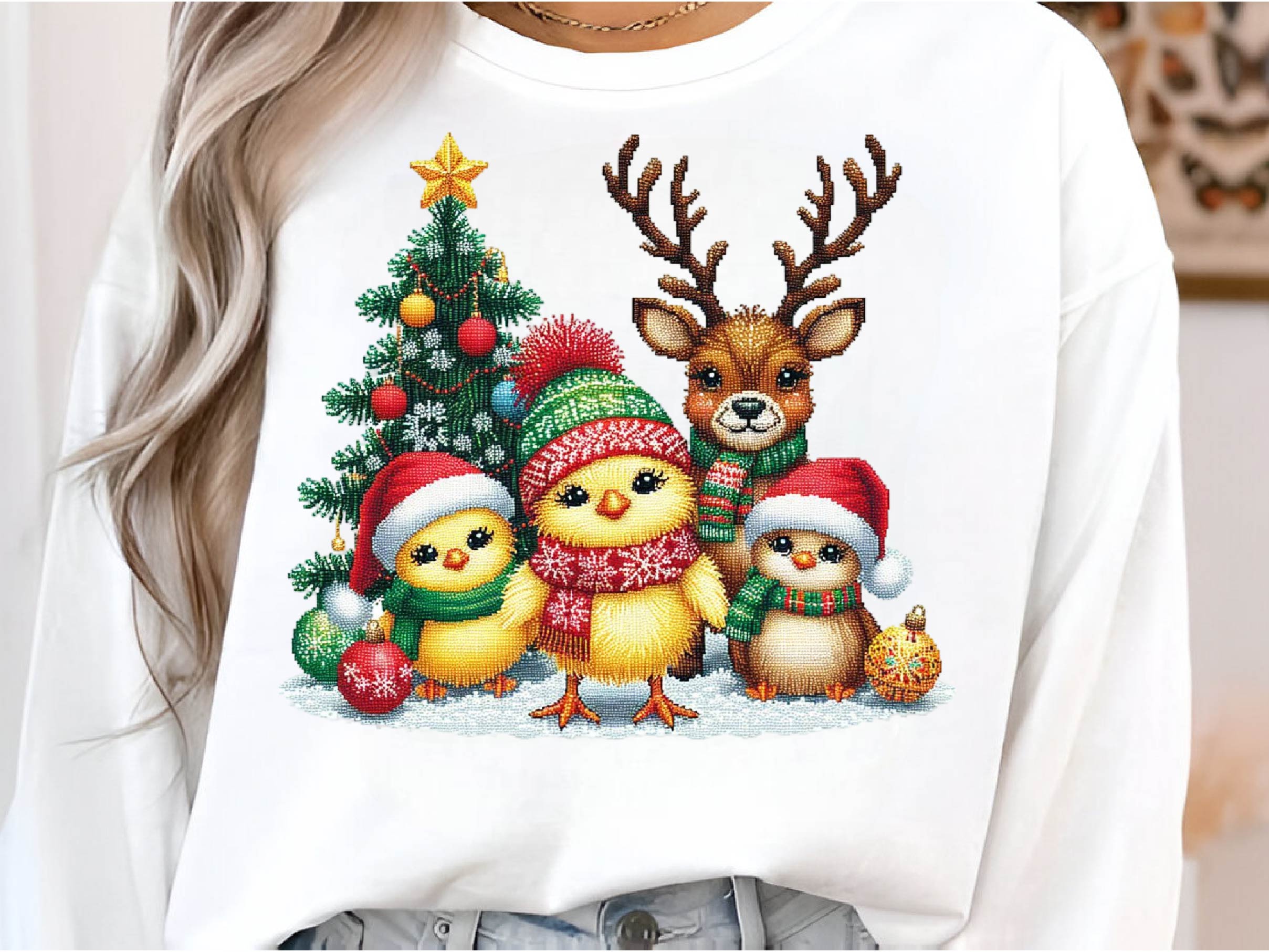 Christmas Chicken Embroidered Clipart Bundle 1 - CraftNest - Digital Crafting and Art