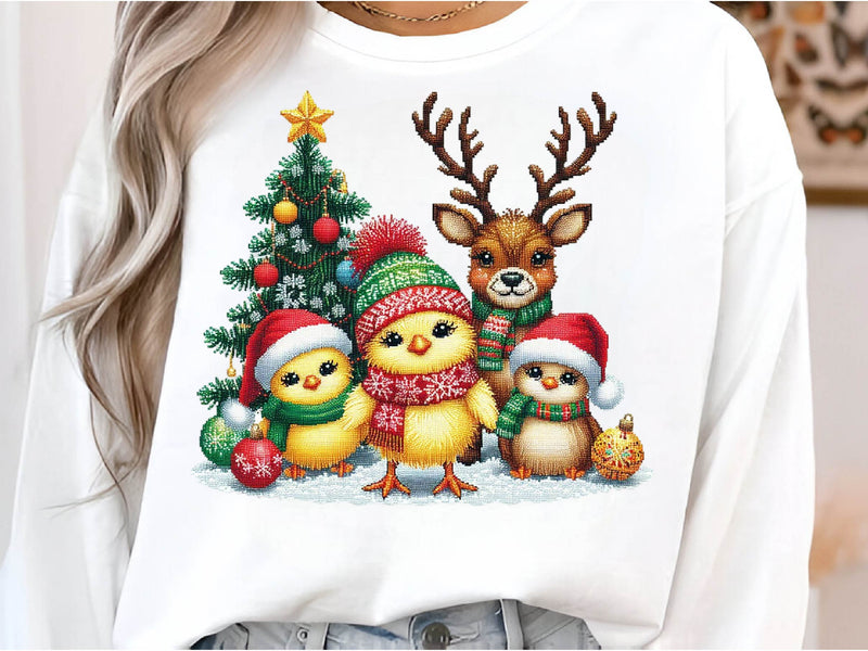 Christmas Chicken Embroidered Clipart Bundle 1 - CraftNest - Digital Crafting and Art