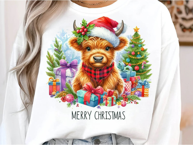Christmas Highland Cow Merry Clipart Bundle - CraftNest - Digital Crafting and Art