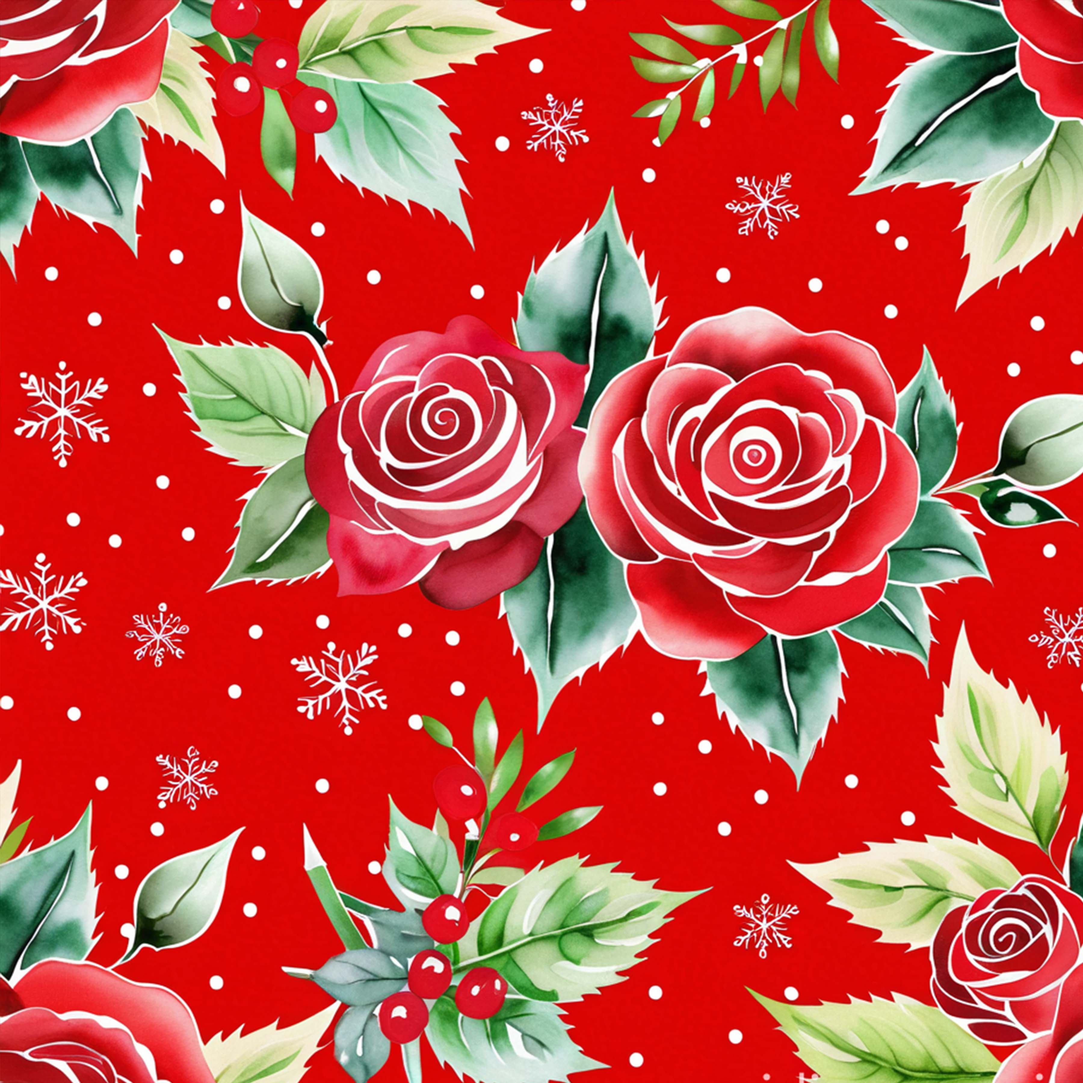 Christmas Roses Seamless Digital Paper - CraftNest - Digital Crafting and Art