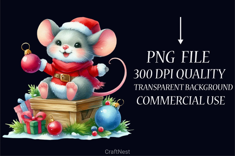 Christmas Mouse Clipart Bundle - CraftNest - Digital Crafting and Art