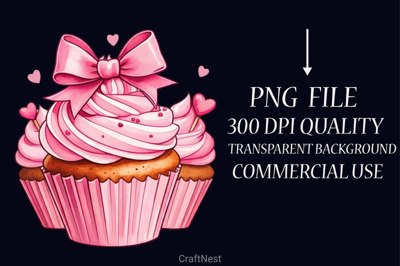 Valentine Cupcake Clipart Bundle 5 - CraftNest - Digital Crafting and Art