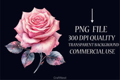 Pink Glitter Roses Clipart Bundle - CraftNest - Digital Crafting and Art