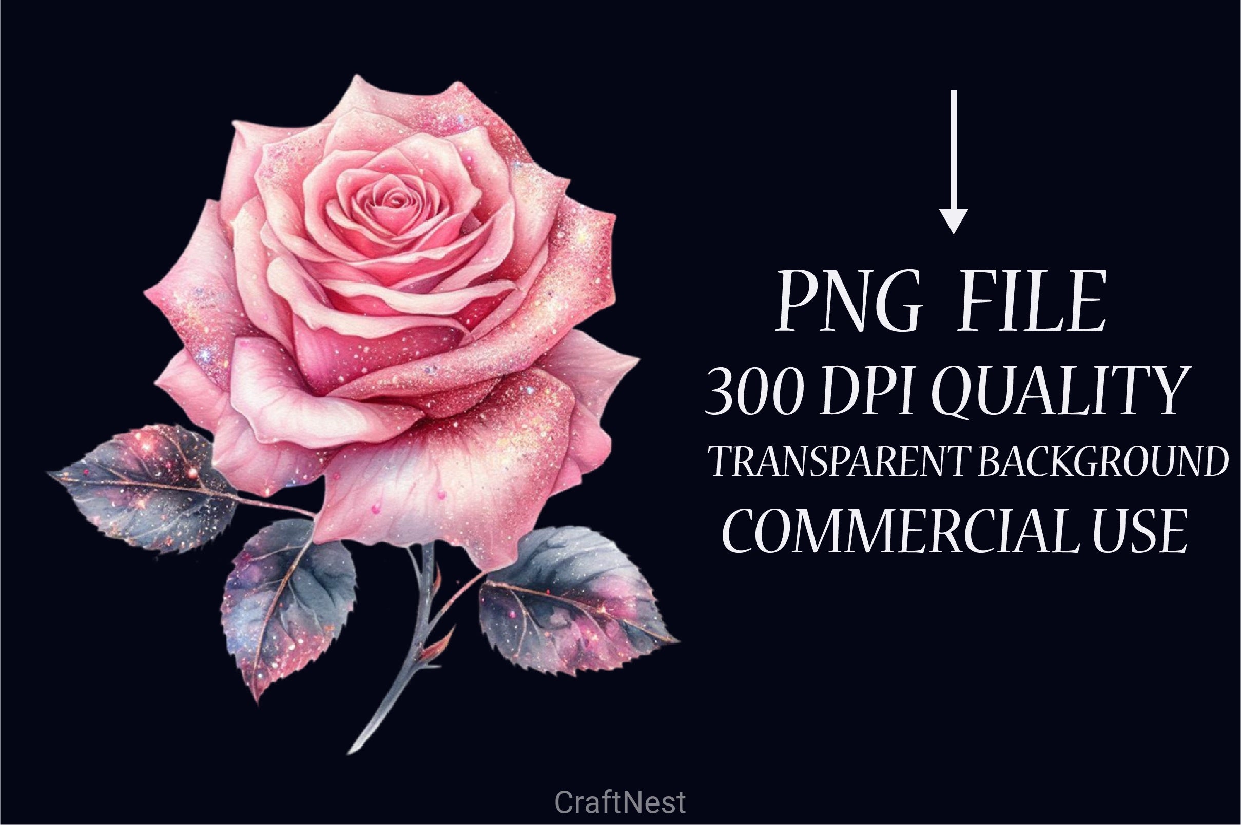 Pink Glitter Roses Clipart Bundle - CraftNest - Digital Crafting and Art