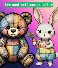 Patchwork Wild Animals Clipart Bundle - CraftNest - Digital Crafting and Art