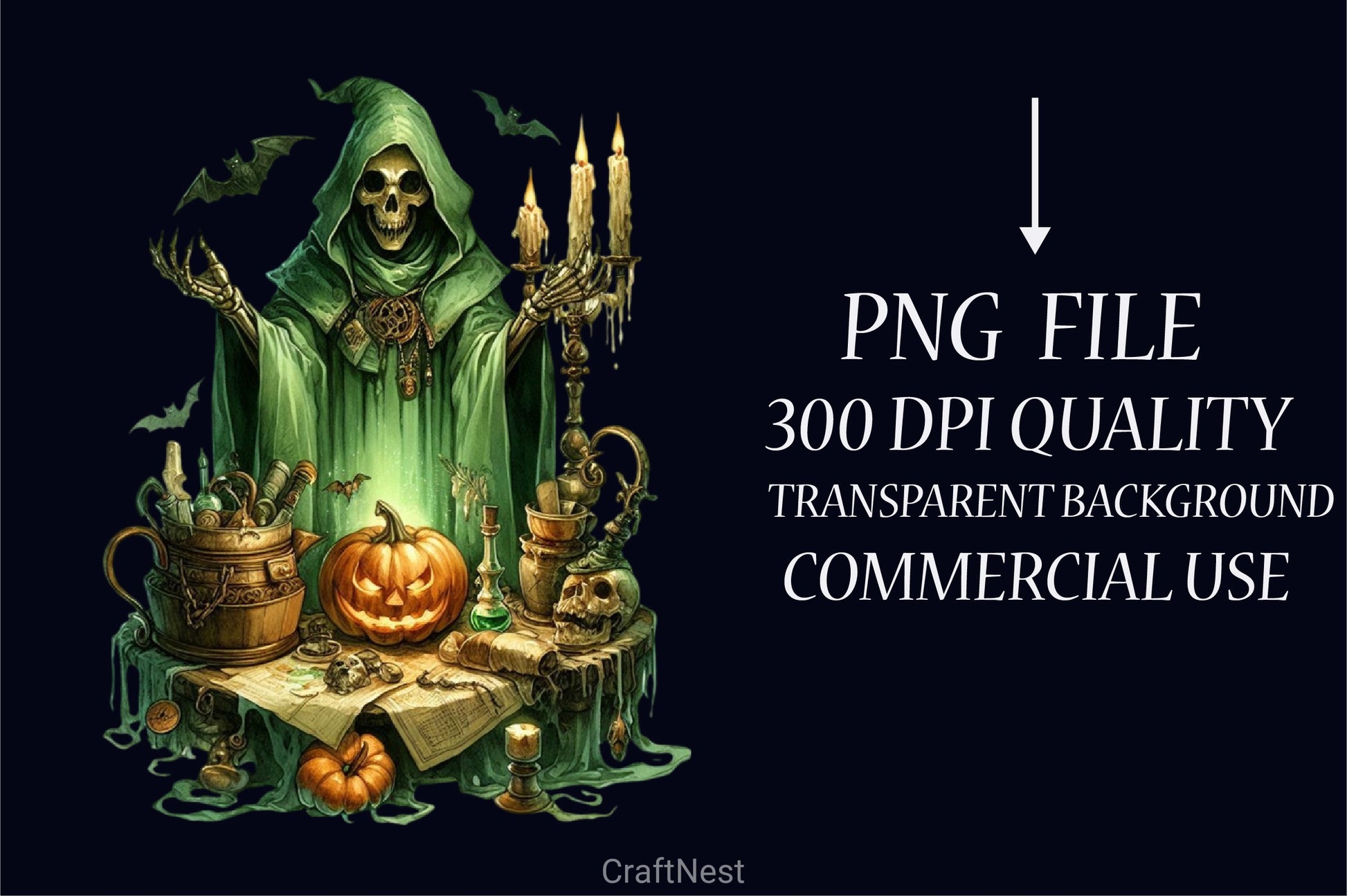 Antique Green Halloween Clipart Bundle - CraftNest - Digital Crafting and Art