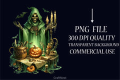 Antique Green Halloween Clipart Bundle - CraftNest - Digital Crafting and Art