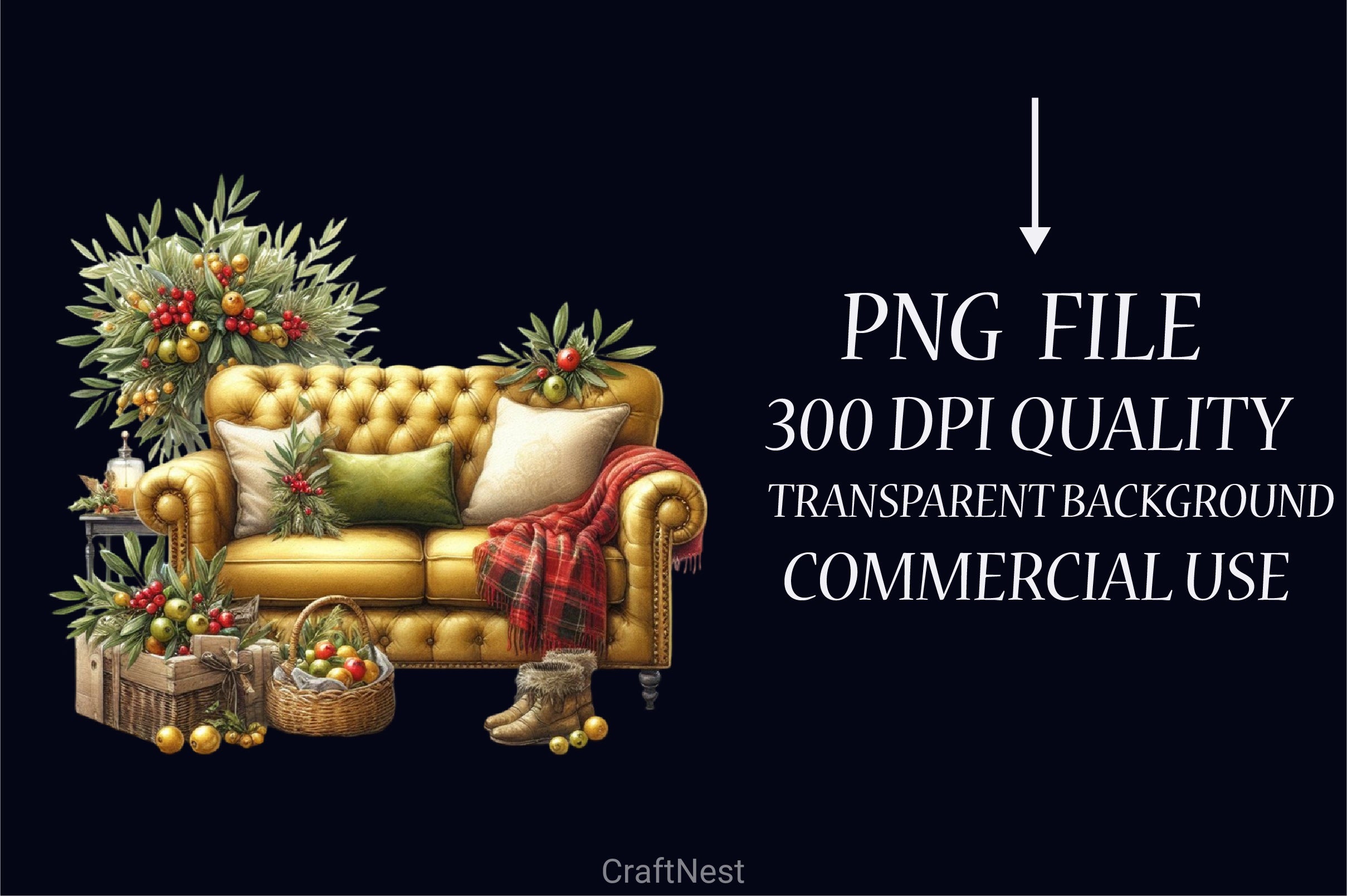 Olive Rustic Christmas Clipart Bundle - CraftNest - Digital Crafting and Art