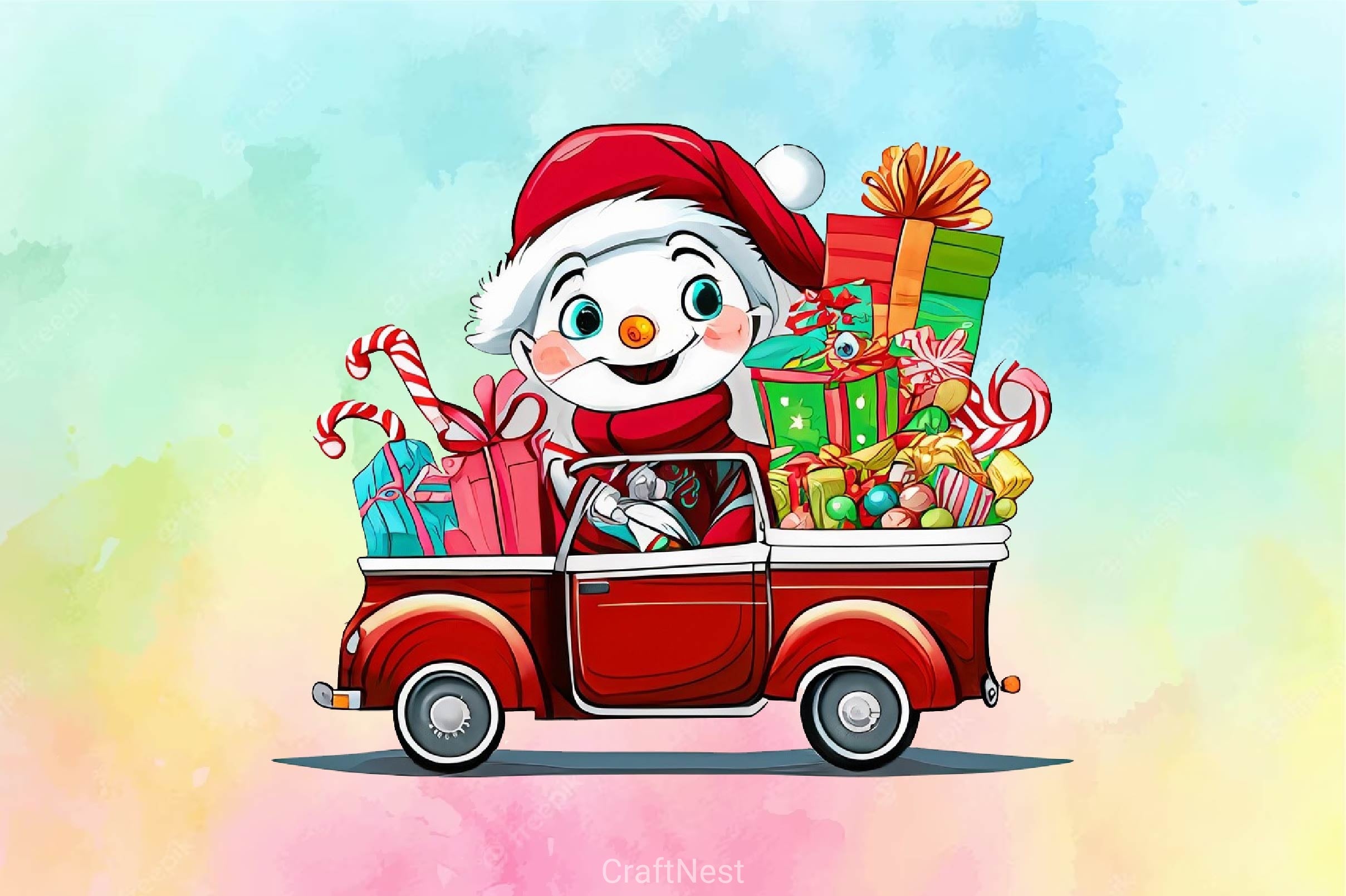 Christmas Driving Gnome Clipart Bundle - CraftNest - Digital Crafting and Art
