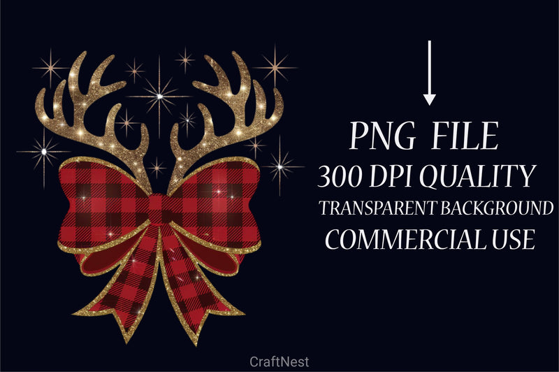 Christmas Reindeer Bow Clipart Bundle 4 - CraftNest - Digital Crafting and Art