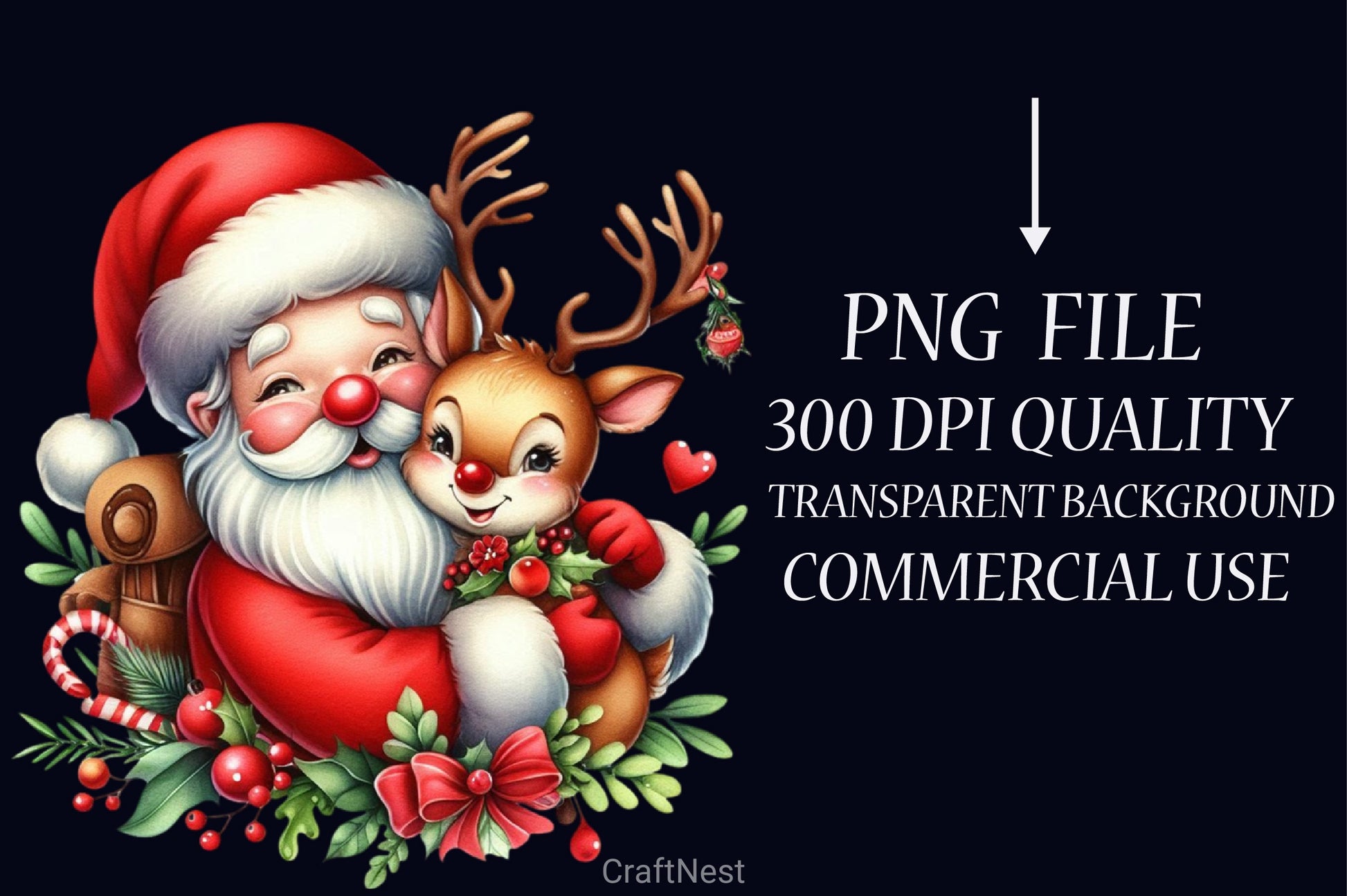 Christmas Santa & Reindeer Clipart Bundle - CraftNest - Digital Crafting and Art