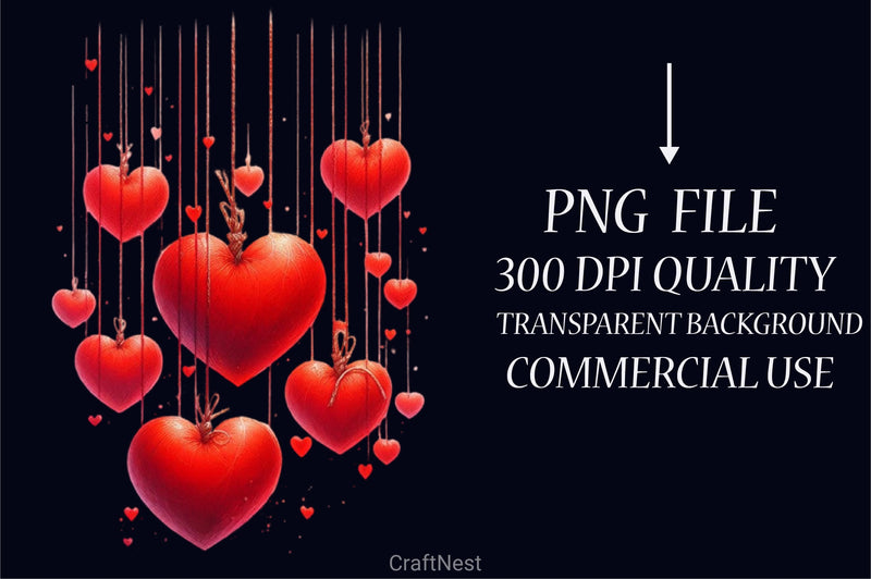 Valentine Red Hearts Clipart Bundle - CraftNest - Digital Crafting and Art