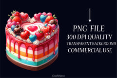 Heart Cake Valentine Clipart Bundle - CraftNest - Digital Crafting and Art