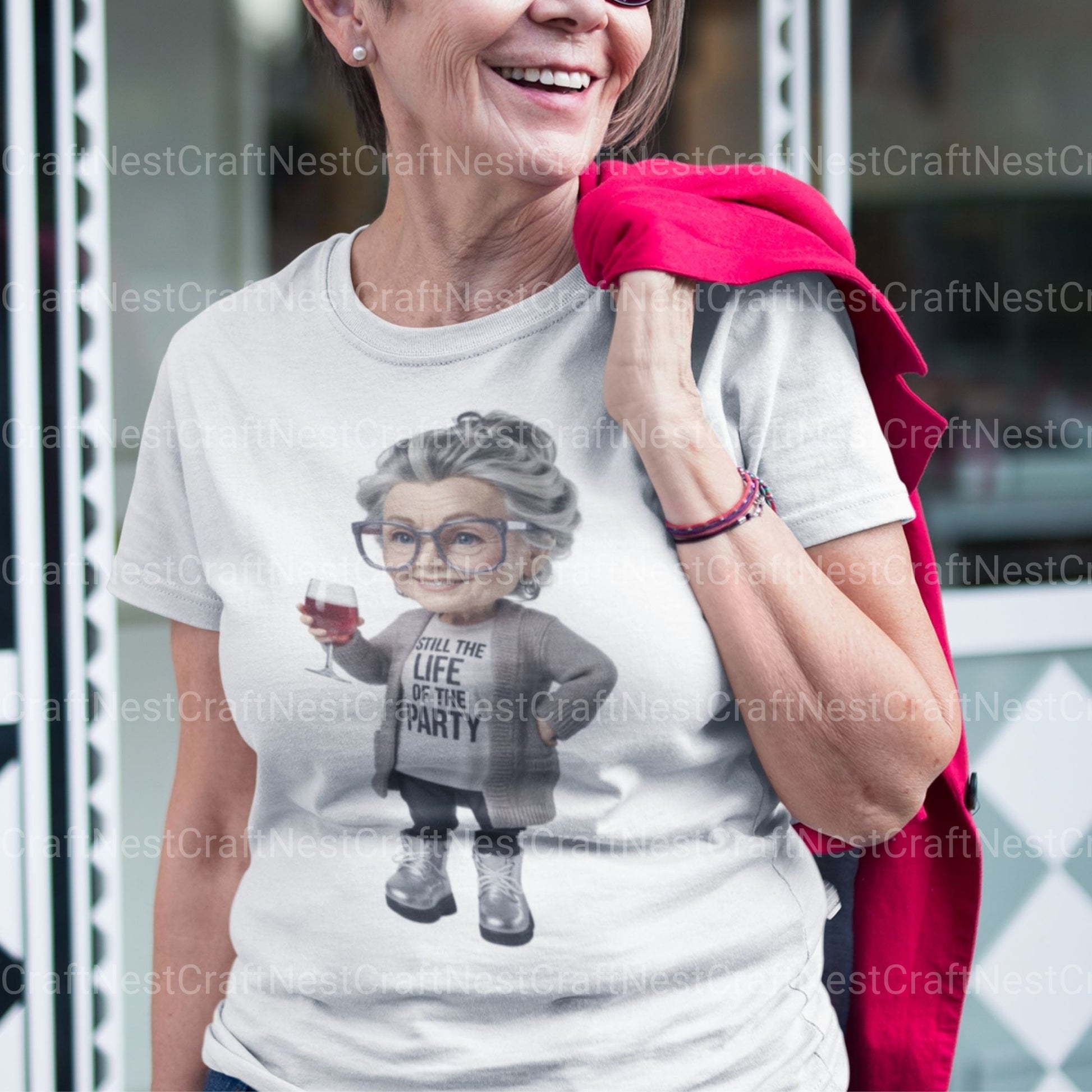 Wine Drinking Granny Clipart Bundle - CraftNest - Digital Crafting and Art