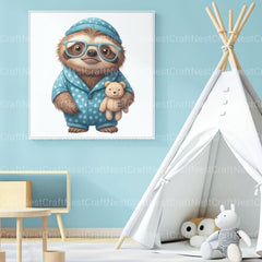 Sloths In Pjs Clipart Bundle - CraftNest - Digital Crafting and Art