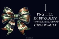 Camo Coquette Bow Clipart Bundle - CraftNest - Digital Crafting and Art