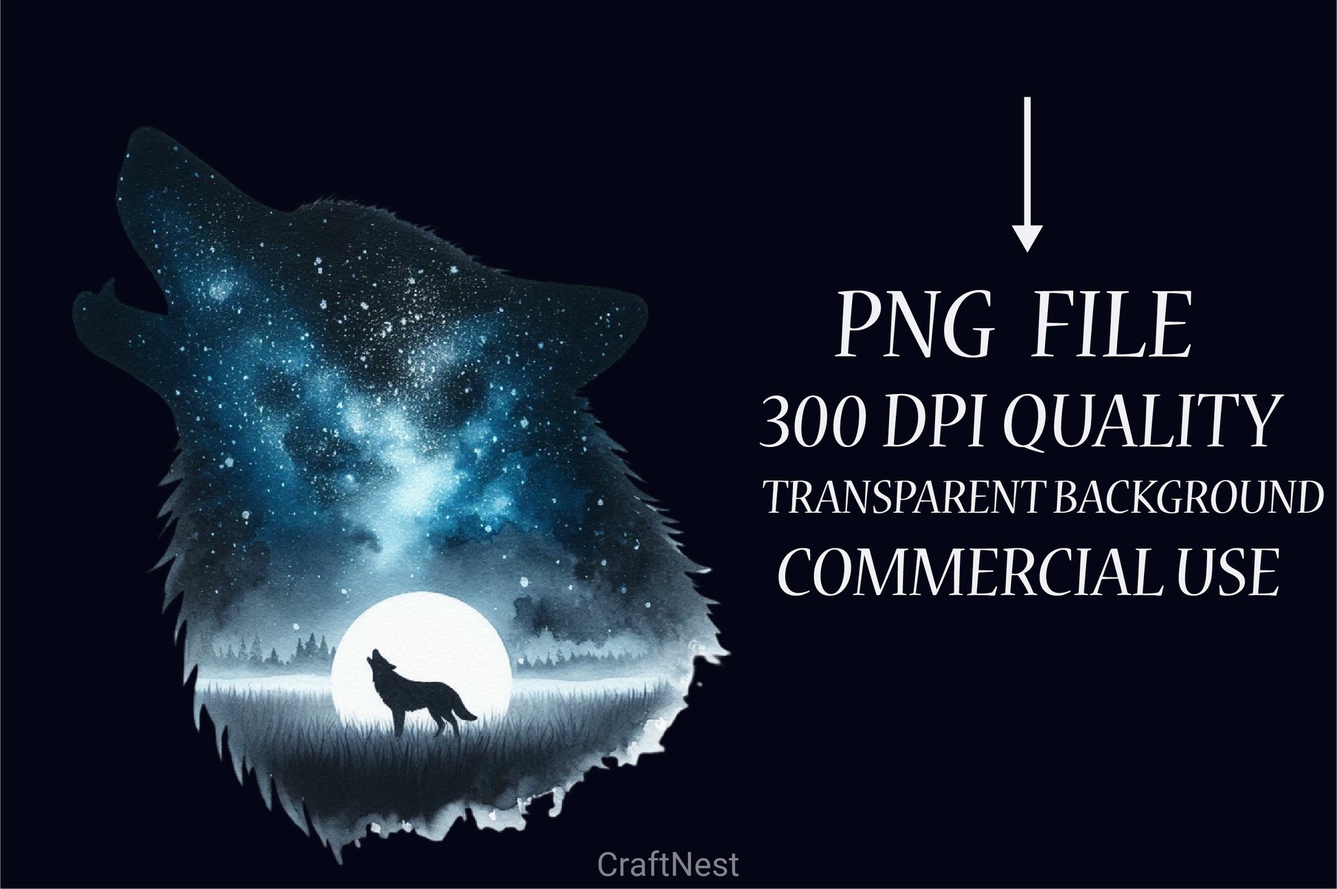 Moon Wolf Howling Clipart Bundle - CraftNest - Digital Crafting and Art