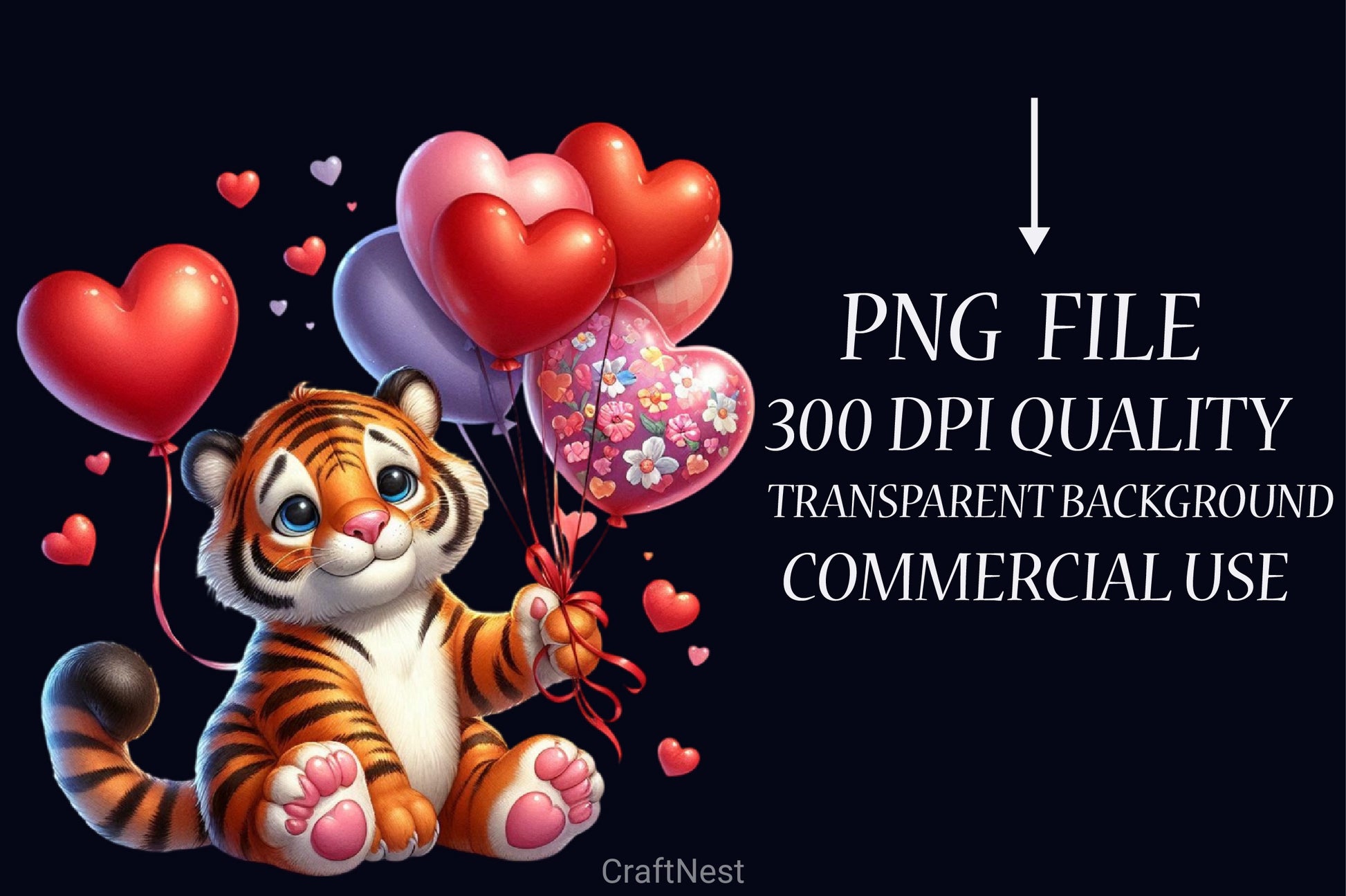 Valentine's Day Tiger Clipart Bundle - CraftNest - Digital Crafting and Art