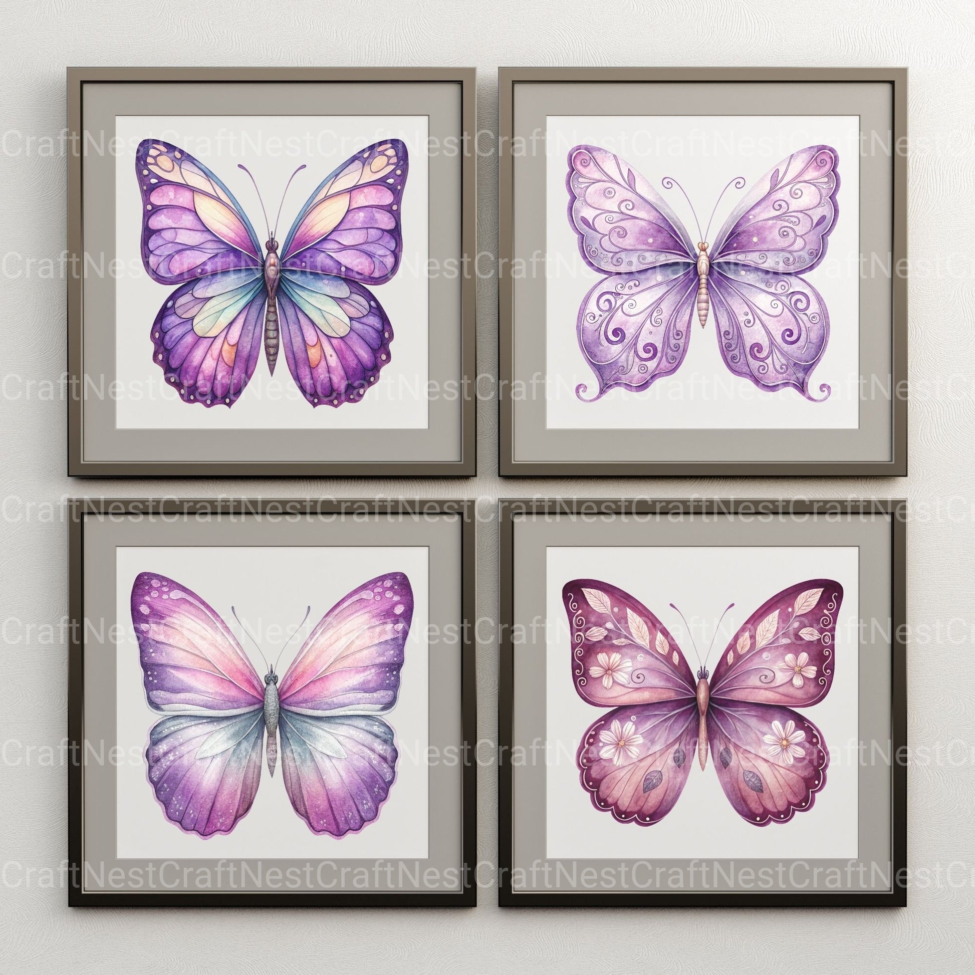 Purple Butterflies Clipart Bundle - CraftNest - Digital Crafting and Art