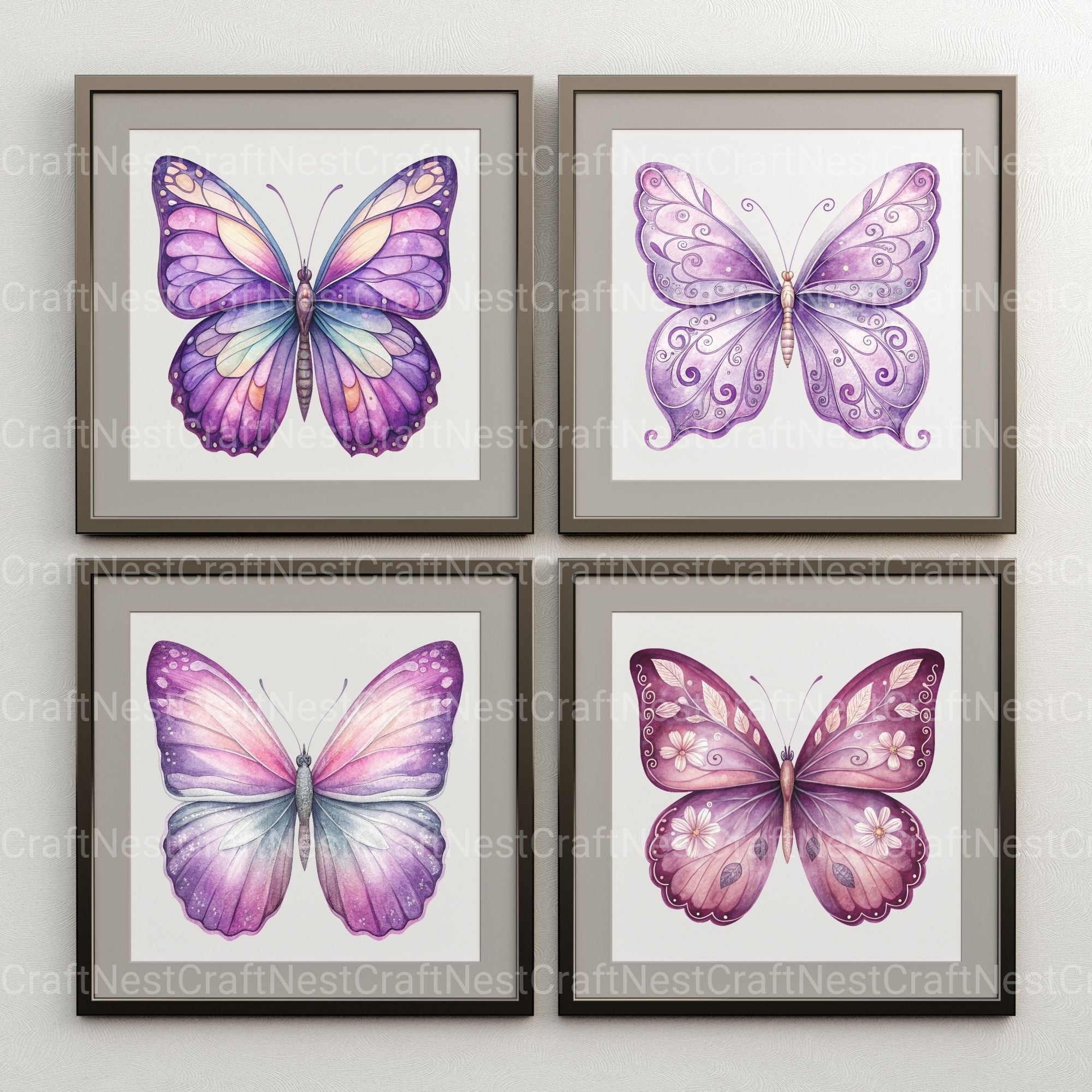 Purple Butterflies Clipart Bundle - CraftNest - Digital Crafting and Art