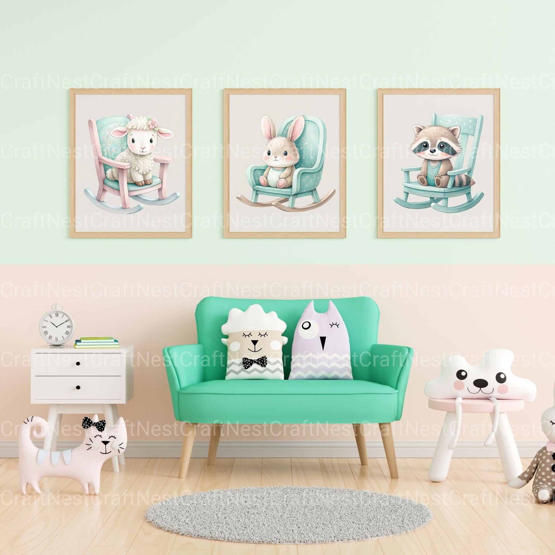 Rocking Chair Nursery Animals Clipart Bundle - CraftNest - Digital Crafting and Art