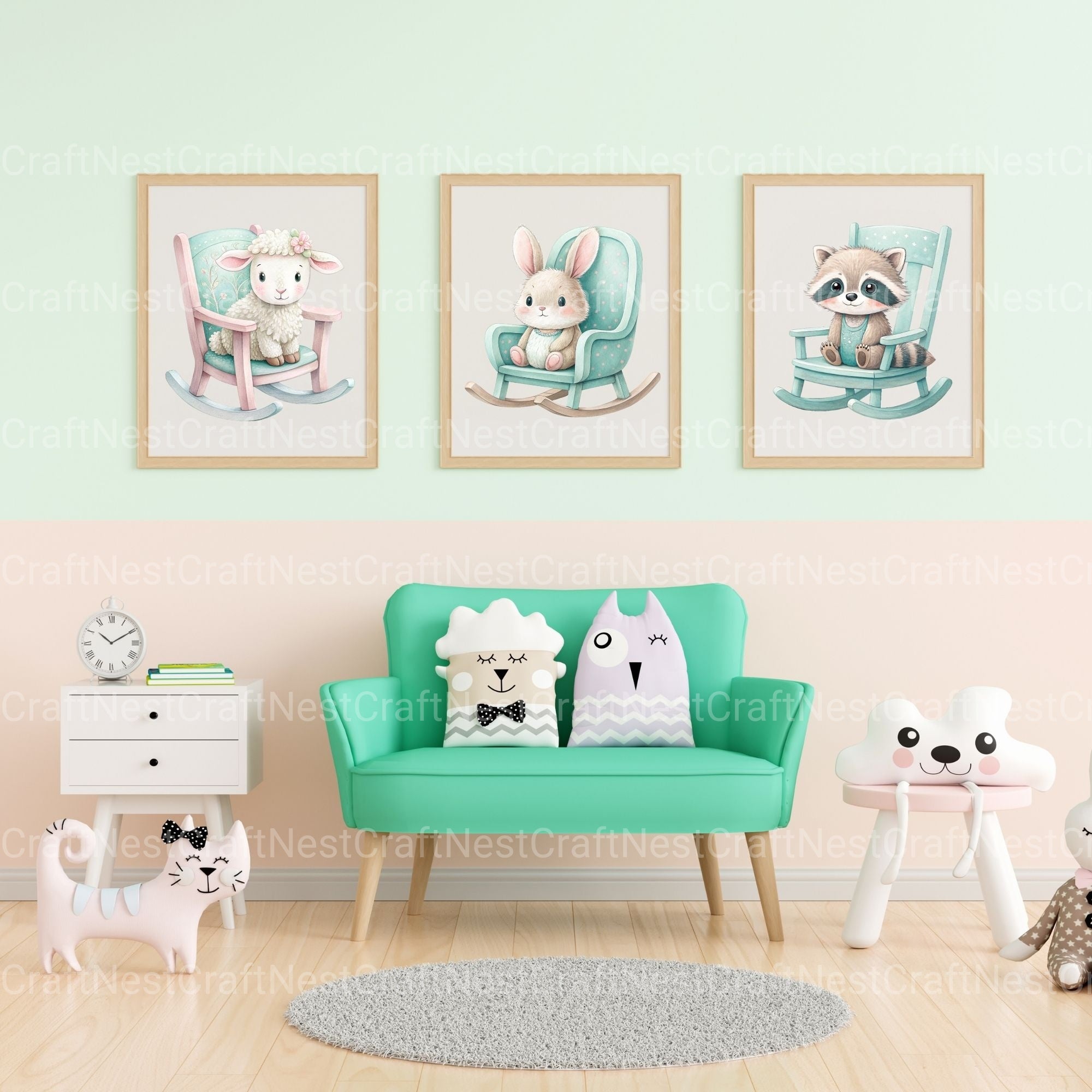 Rocking Chair Nursery Animals Clipart Bundle - CraftNest - Digital Crafting and Art