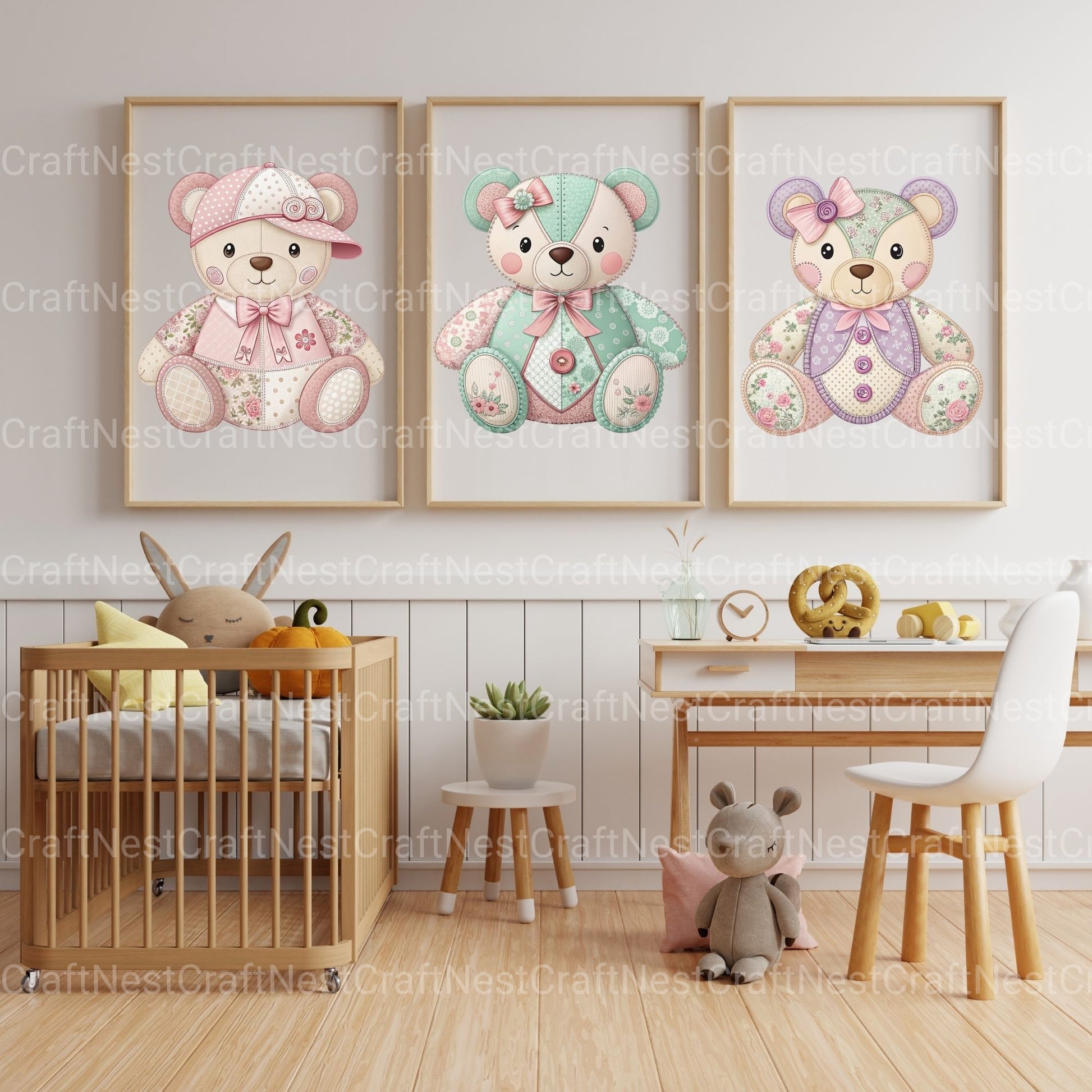 Patchwork Bears Clipart Bundle - CraftNest - Digital Crafting and Art