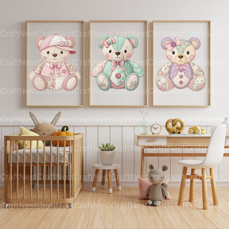 Patchwork Bears Clipart Bundle - CraftNest - Digital Crafting and Art