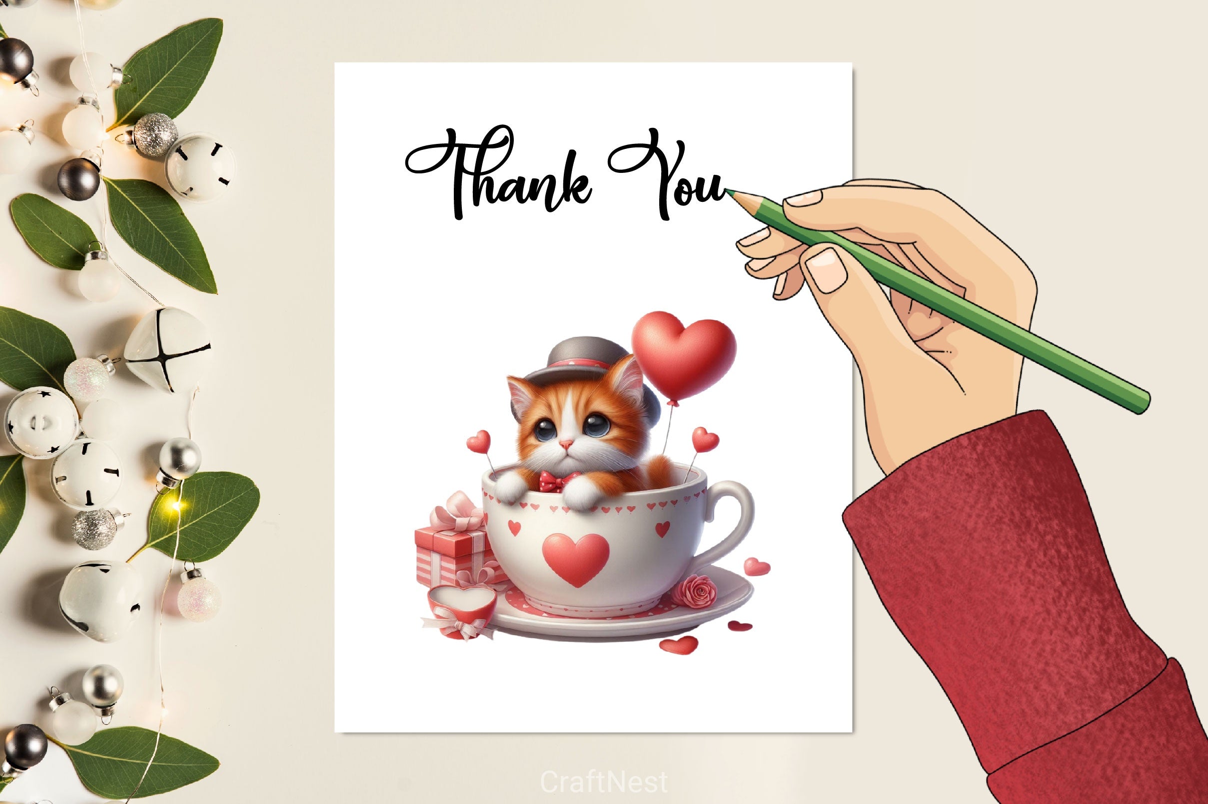 Valentine Cat Cup Clipart Bundle - CraftNest - Digital Crafting and Art