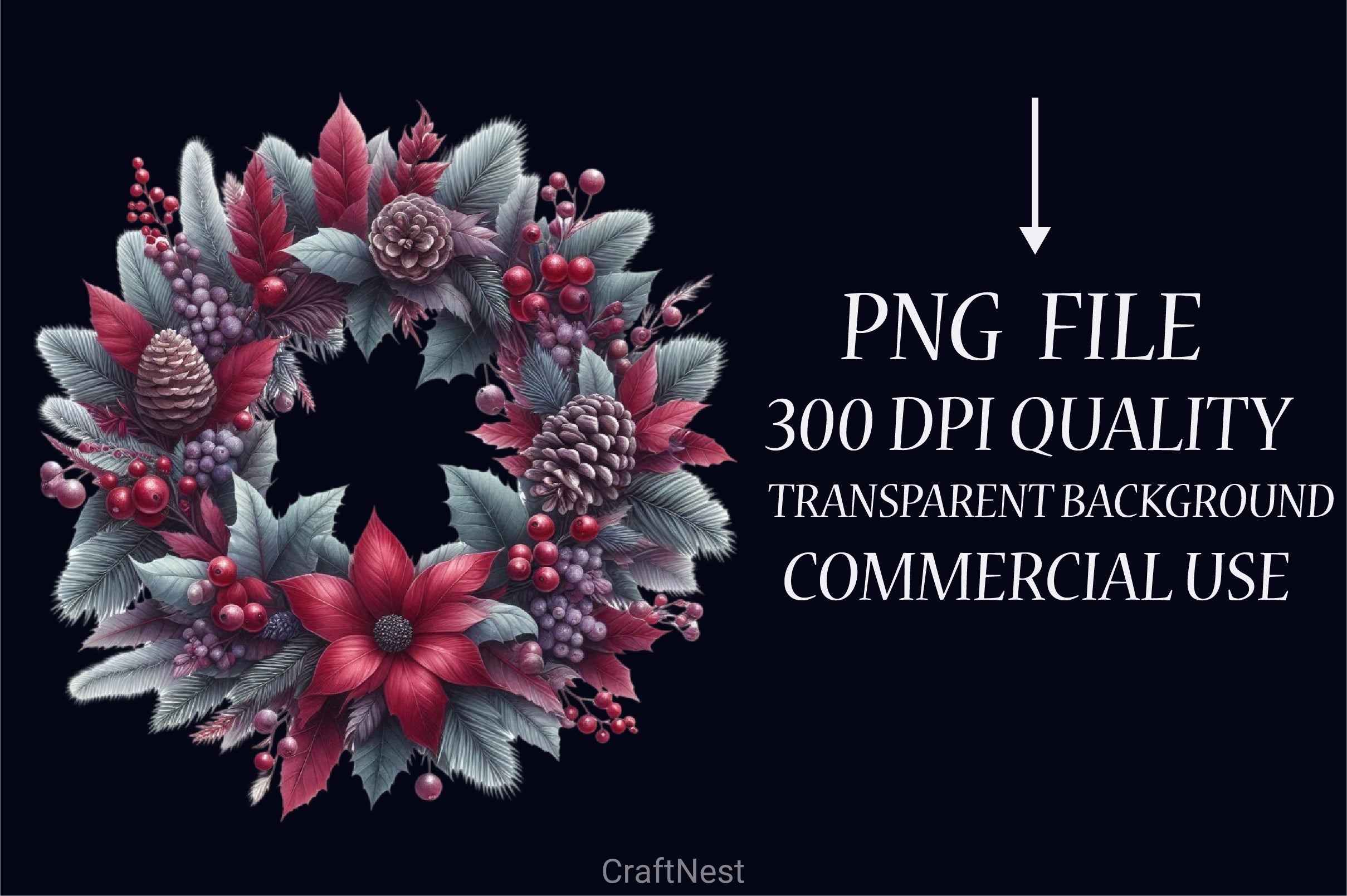 Maroon Christmas Clipart Bundle - CraftNest - Digital Crafting and Art