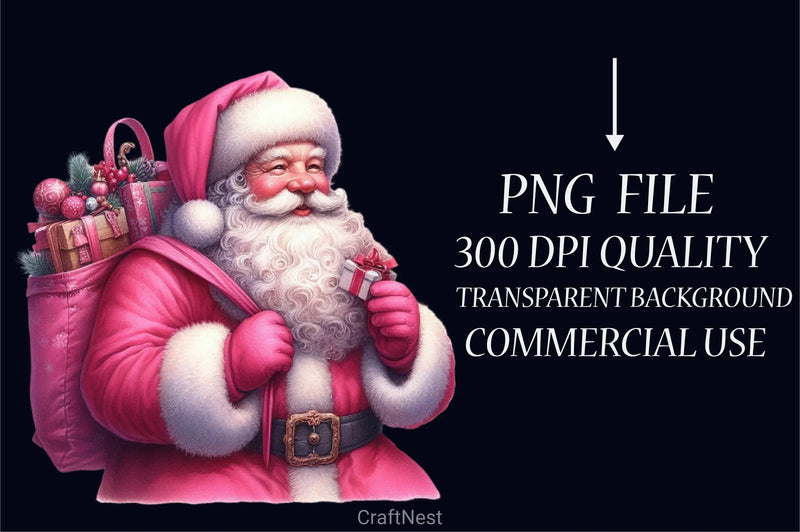 Retro Pink Christmas Clipart Bundle 12 - CraftNest - Digital Crafting and Art