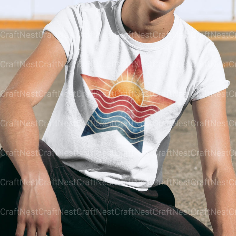 Retro Sunsets Star Clipart Bundle - CraftNest - Digital Crafting and Art