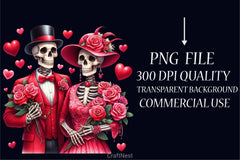 Valentine Skeletons Couple Clipart Bundle - CraftNest - Digital Crafting and Art