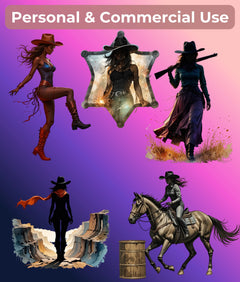 Cowgirl Silhouette Clipart Bundle - CraftNest - Digital Crafting and Art