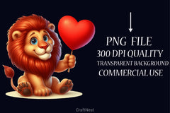Valentine's Day Lion Clipart Bundle - CraftNest - Digital Crafting and Art