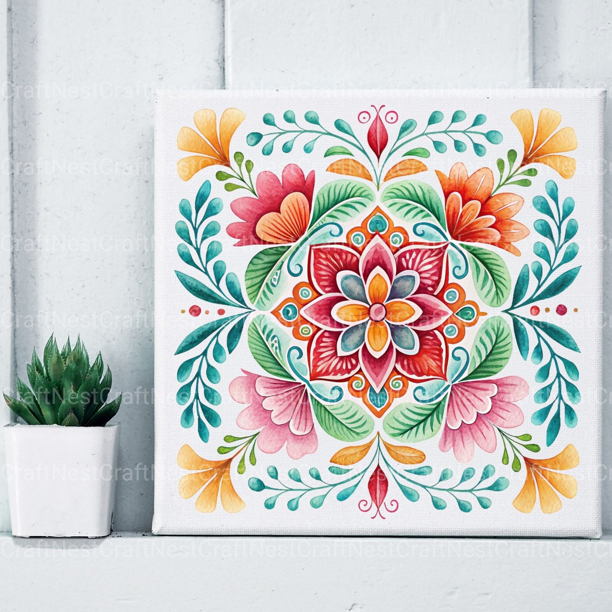 Mexican Embroidery Flowers Clipart Bundle - CraftNest - Digital Crafting and Art