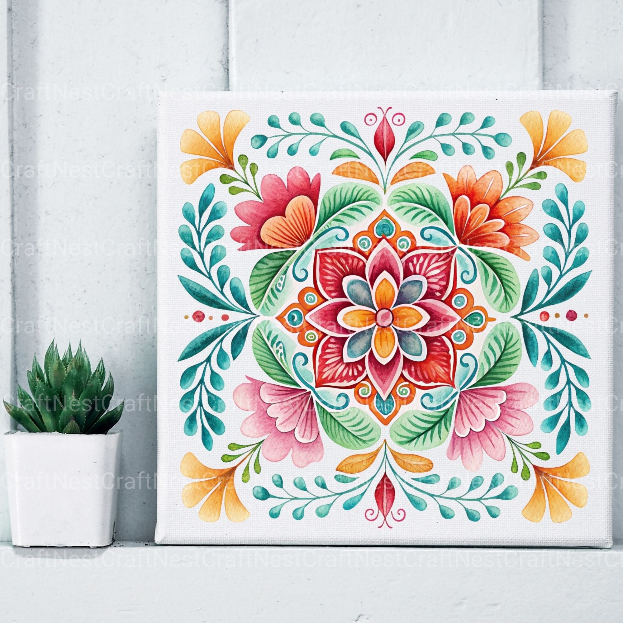 Mexican Embroidery Flowers Clipart Bundle - CraftNest - Digital Crafting and Art