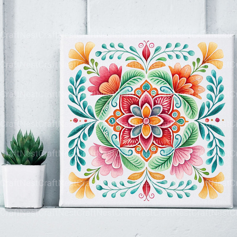 Mexican Embroidery Flowers Clipart Bundle - CraftNest - Digital Crafting and Art