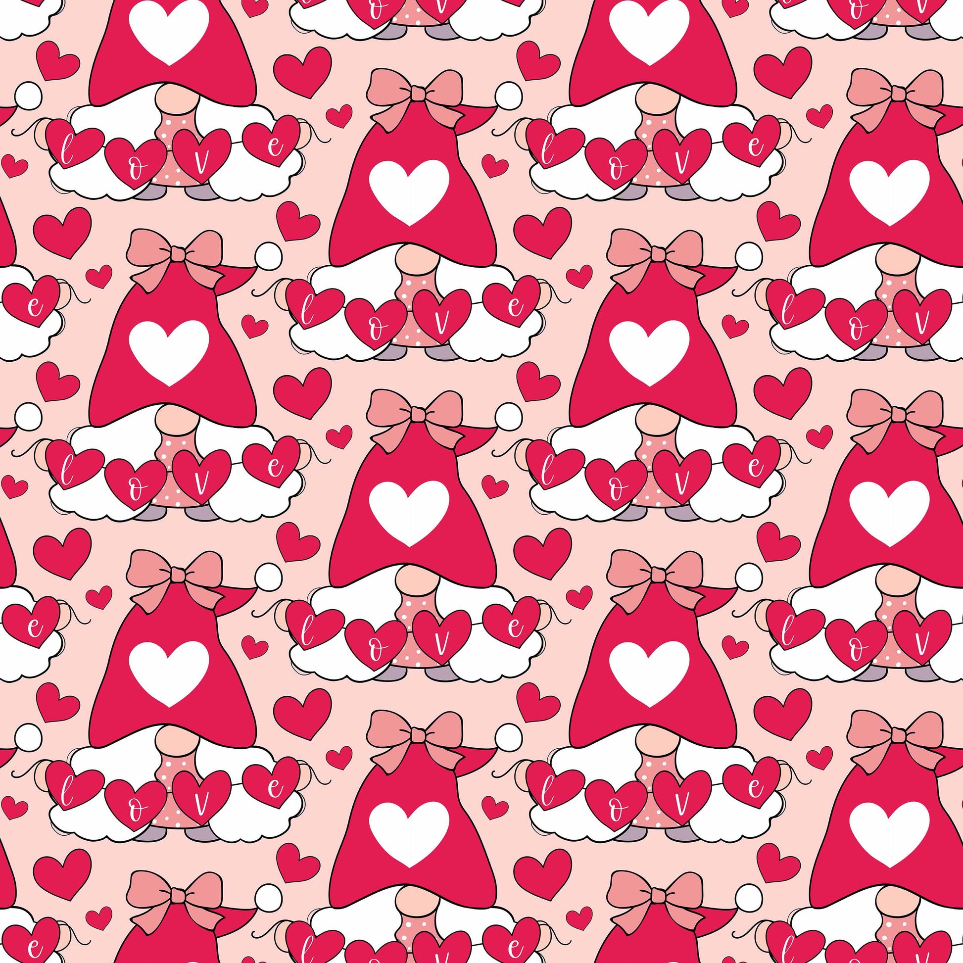 Valentines Day Gnome Seamless Digital Paper - CraftNest - Digital Crafting and Art
