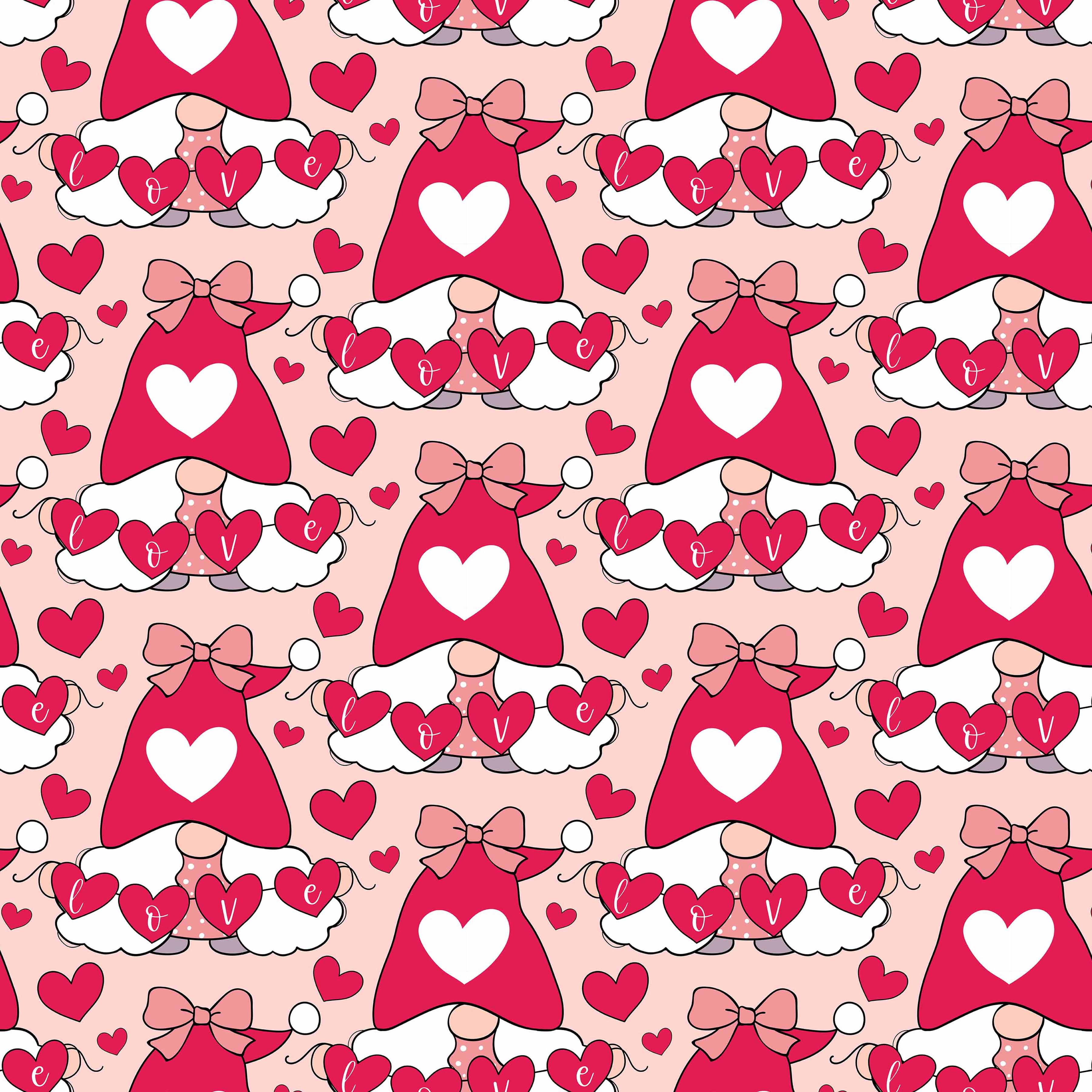 Valentines Day Gnome Seamless Digital Paper - CraftNest - Digital Crafting and Art