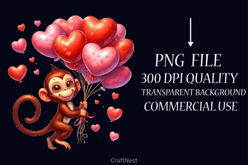Valentine Monkey Clipart Bundle - CraftNest - Digital Crafting and Art